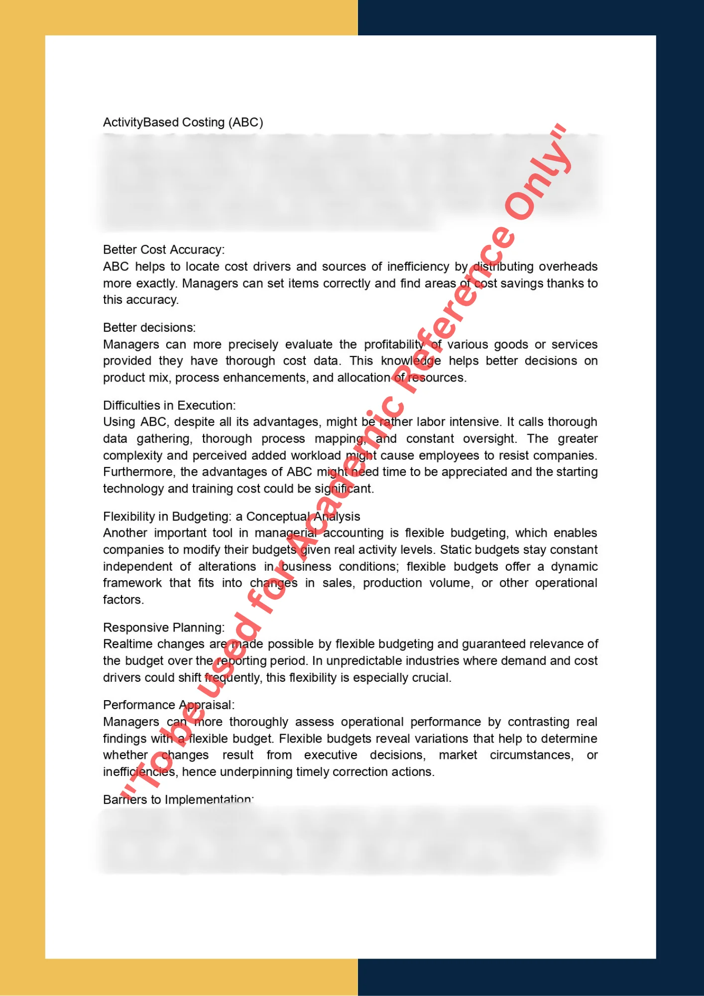 Assignment Sample Of Subject ACCT 102- Managerial Accounting 1
